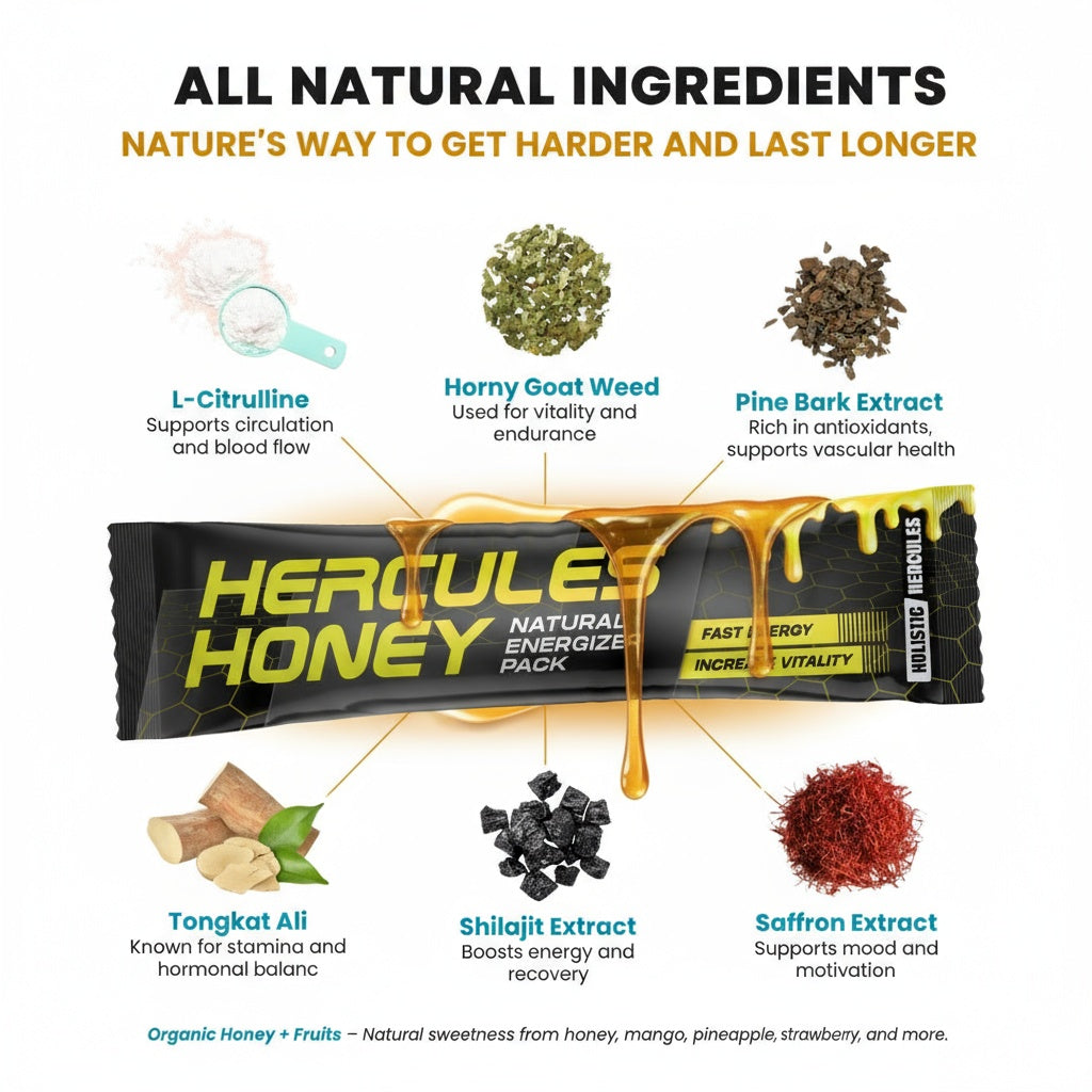Hercules Natural Honey Sticks 6-in-1 Herbal Performance Blend (16 Count)
